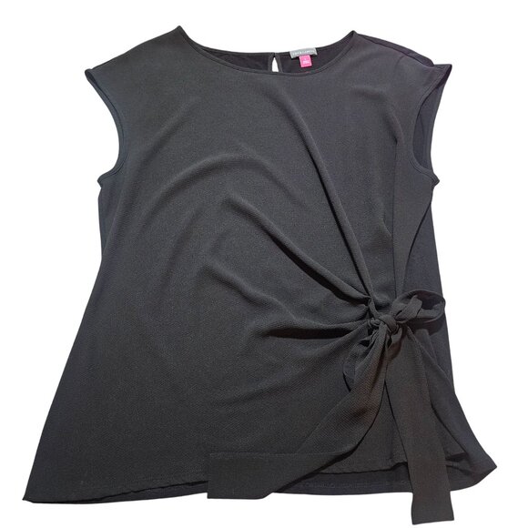 Vince Camuto Side Tie Top Black L Sleeveless Minimalist Workwear Chic Court Core - Picture 3 of 11